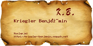 Kriegler Benjámin névjegykártya