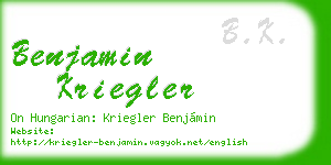 benjamin kriegler business card