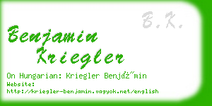 benjamin kriegler business card